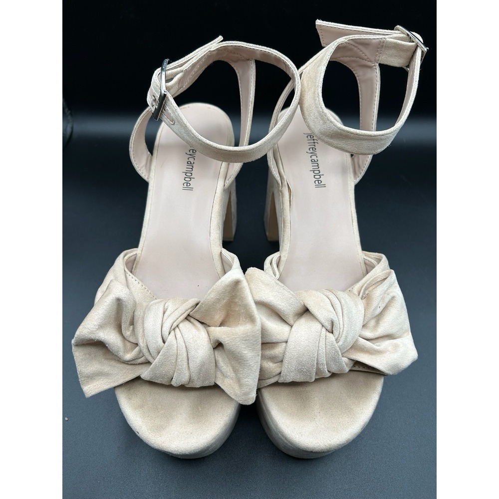 Jeffrey Campbell Women Lifts Platform Beige Bow Strappy Heels Sandals Size 9
